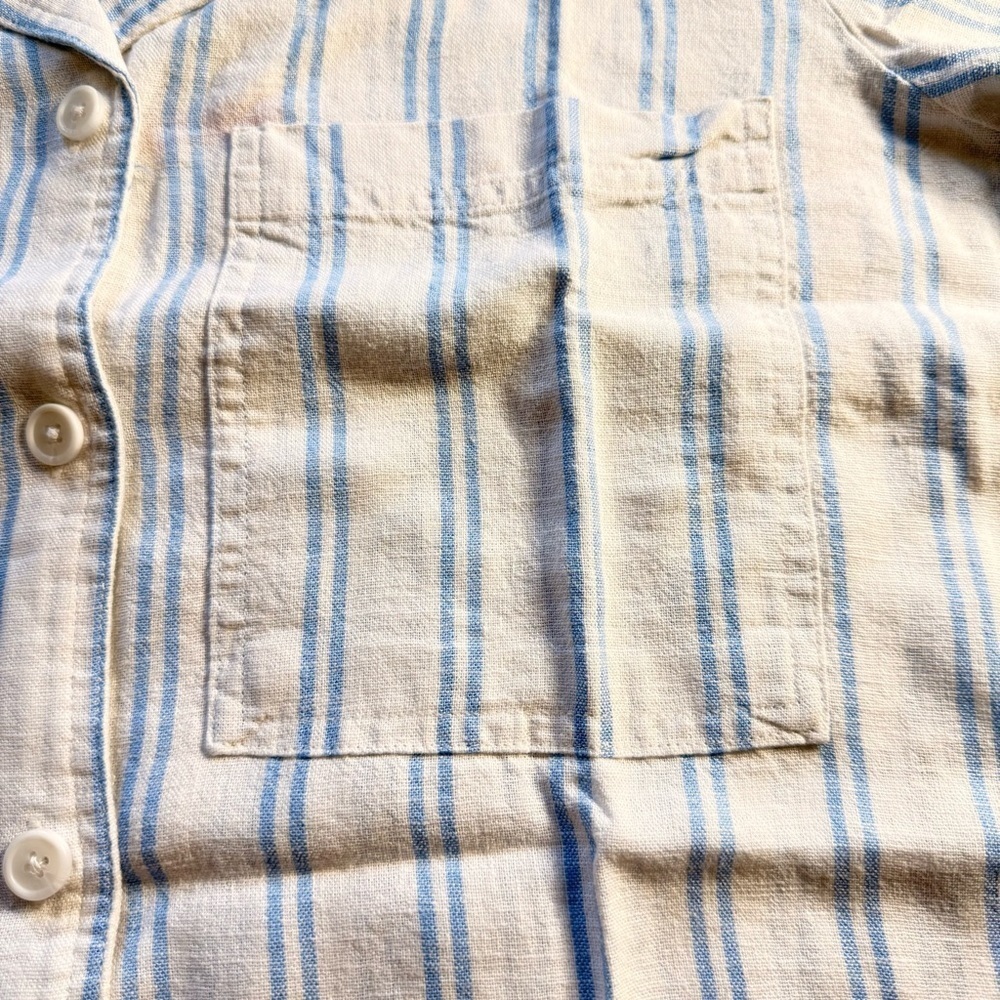 Buffalo David Bitton Striped Linen Blend Button-Up Shirt M NWT - Picture 2 of 9
